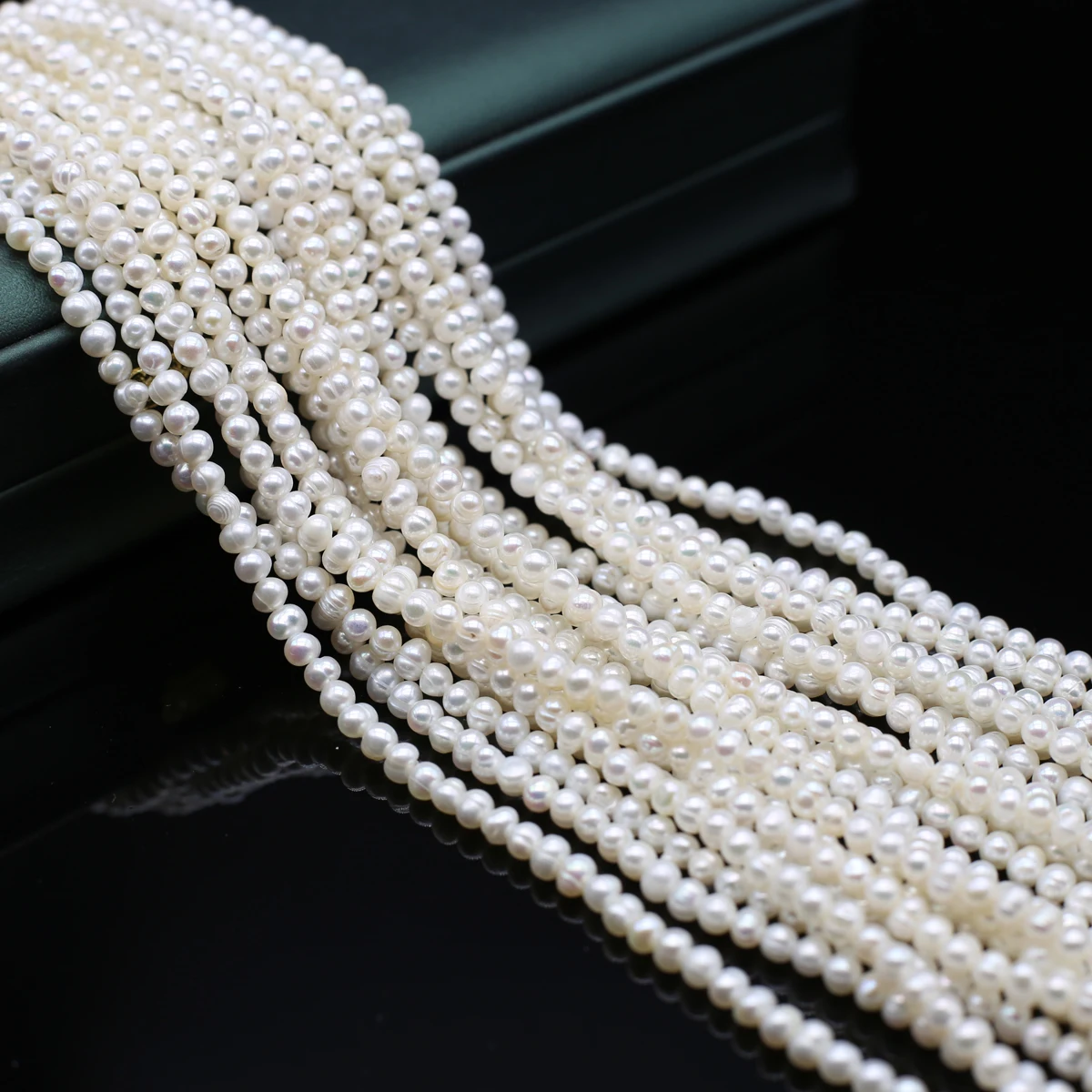 

Natural Freshwater Round Small Pearls 3-4mm Jewelry Making DIY Necklace Bracelet Waist Bead Accessories Bride Gift 36cm