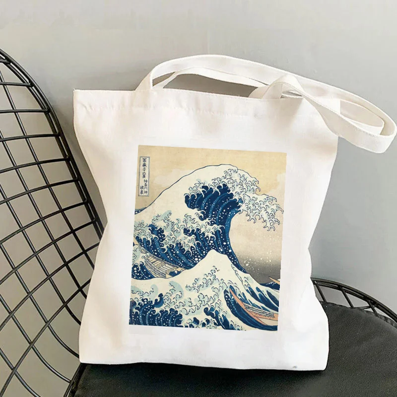 

Shopper The Great Wave of Kanagawa Printed Tote Bag women Harajuku shopper handbag girl Shoulder shopping bag Lady Canvas Bag