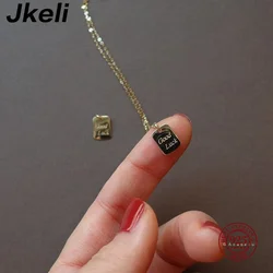 Jkeli Lucky goddess S925 sterling silver necklace female personality rectangular tag lucky lock pendant clavicle chain