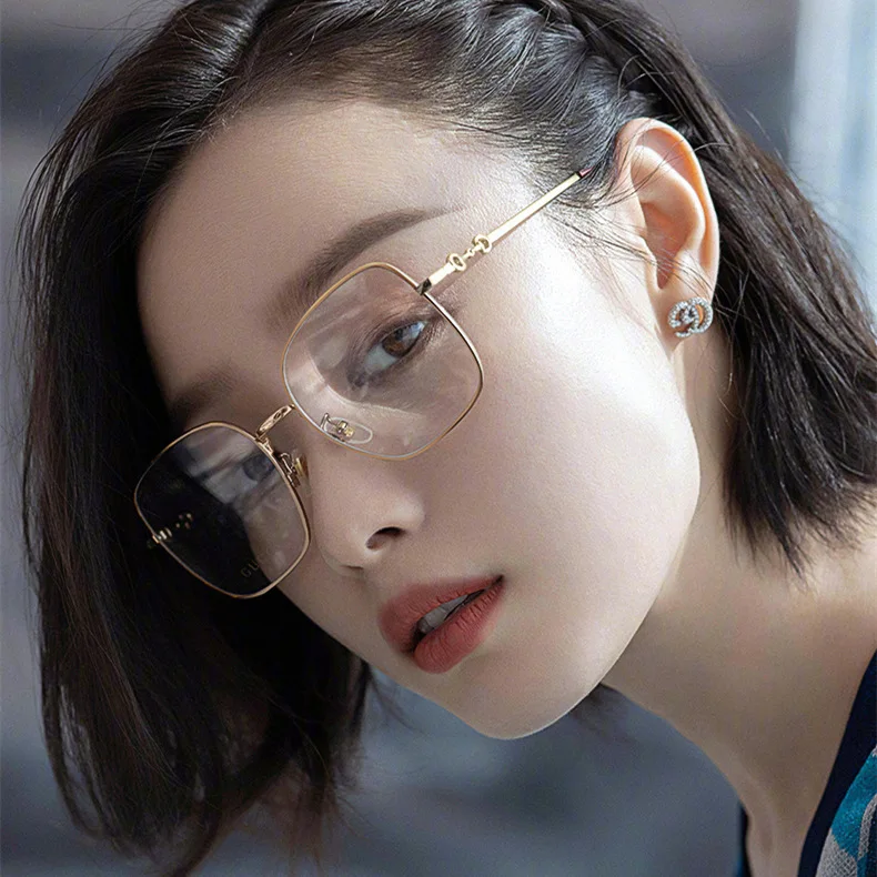 Ni Ni's same style horse shaped buttoned glasses frame for women 2021 new myopia, no makeup, internet celebrity, large square