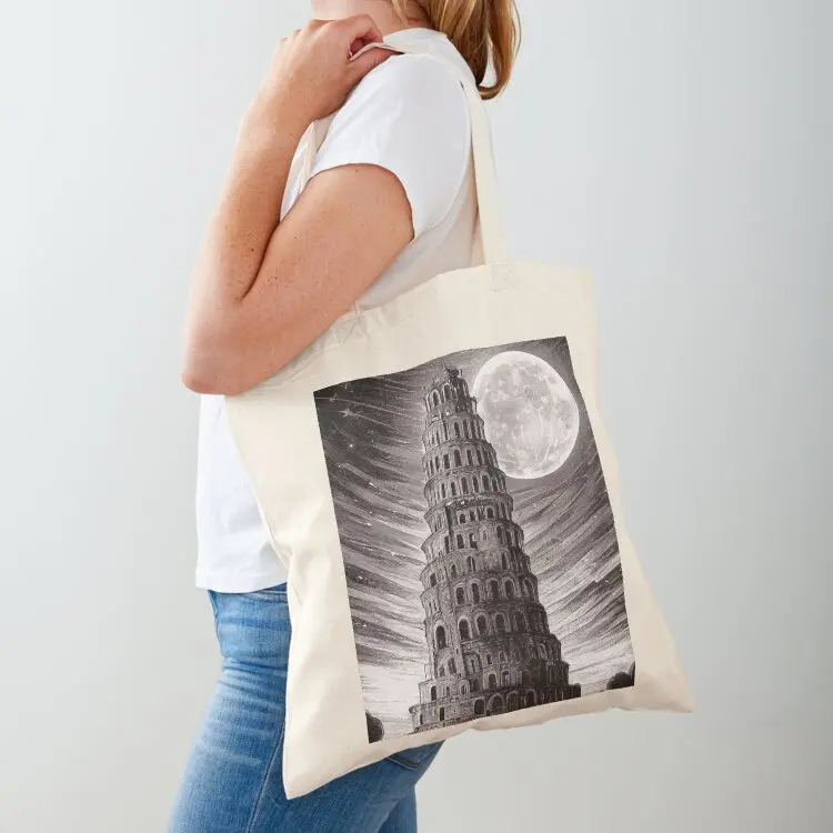

Tower of Babel Sketch, Babel Tower Tote Bag Cloth bags tote bag men shopping bag