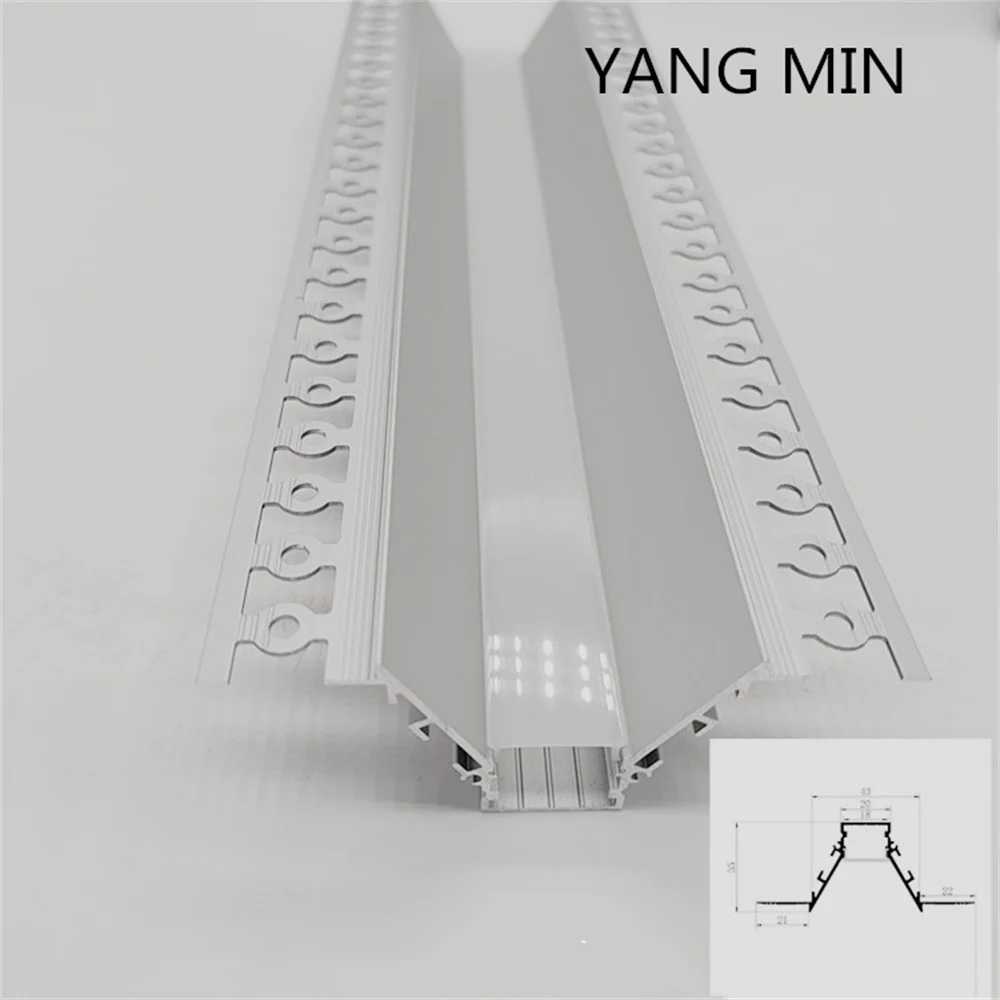 1m/pcs Plaster in LED Channel System for LED Strip Aluminum Profile Plasterboard White Covers Recessed Housing Track Extrusion