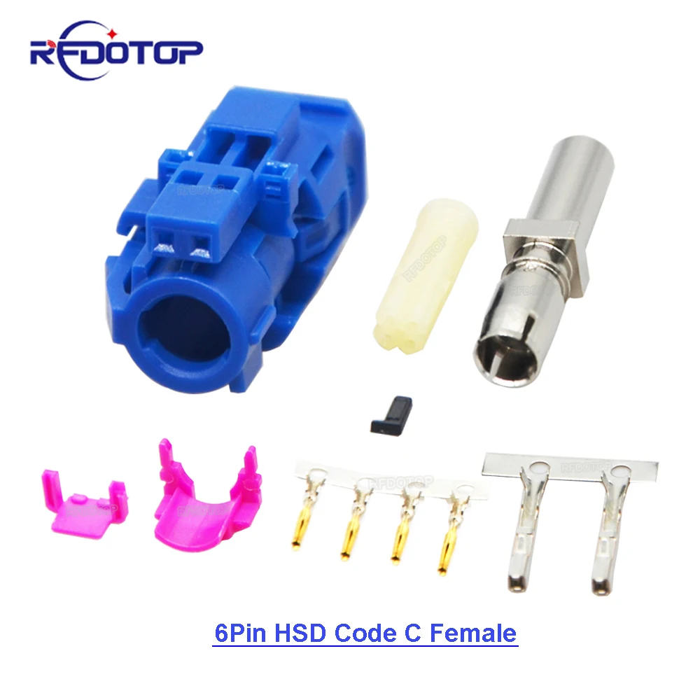 

1PCS Blue HSD Code C Female Automobile High-Speed Connector LVDS HSD 4+2 Audio Transmission 6Pin Harness Connector