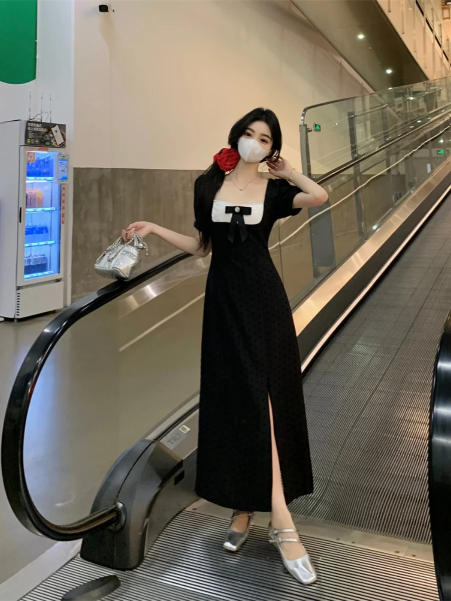 

Новое летнее женское платье больших размеров в корейском стиле, А-силуэт, с длинными рукавами-фонариками, скрывающее недостатки фигуры, для повседневной носки