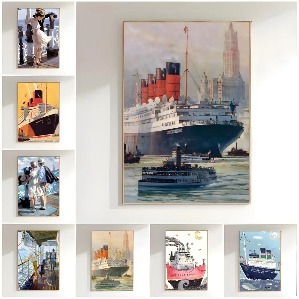 retro artwork v-vintage cruise travel Poster Classic Wall Art  Home Decor  Peel and Stick Unframed