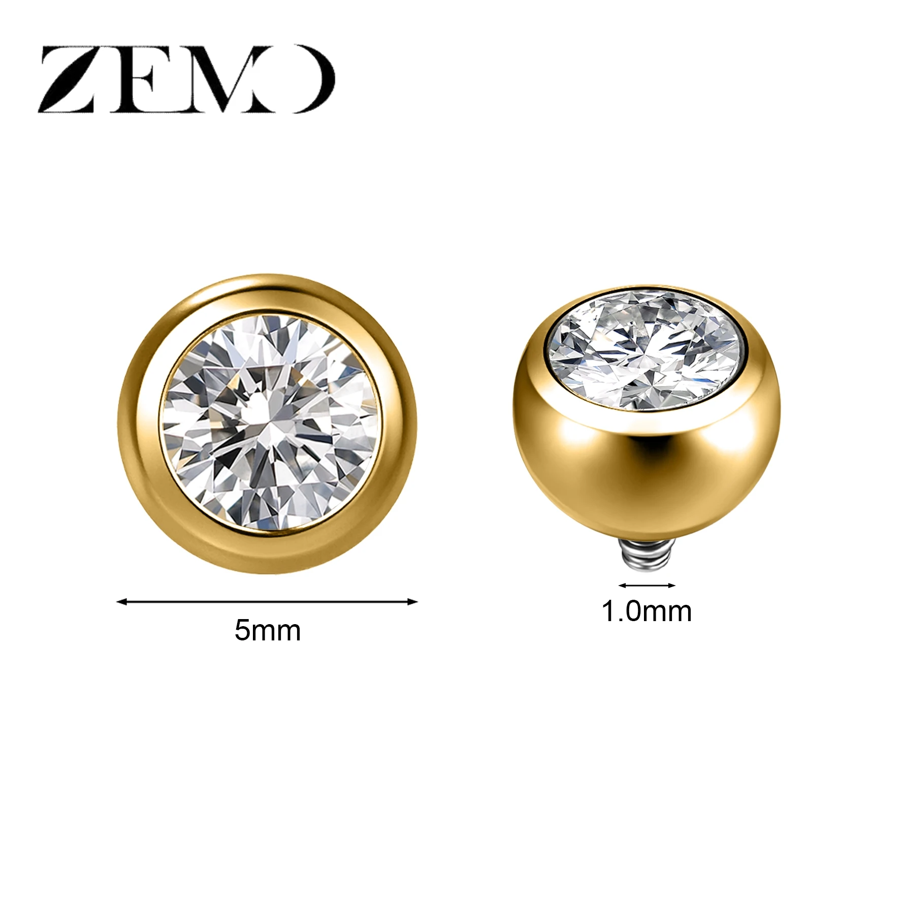 Stainless Steel Dermal Anchor Top with CZ Crystal