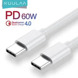 KUULAA PD60W USB C타입 to USB C타입 케이블, QC 4.0 3.0, 고속 충전 USBC 케이블, 데이터 와이어, 아이폰 15, 삼성, 샤오미, 레드미, 화웨이용