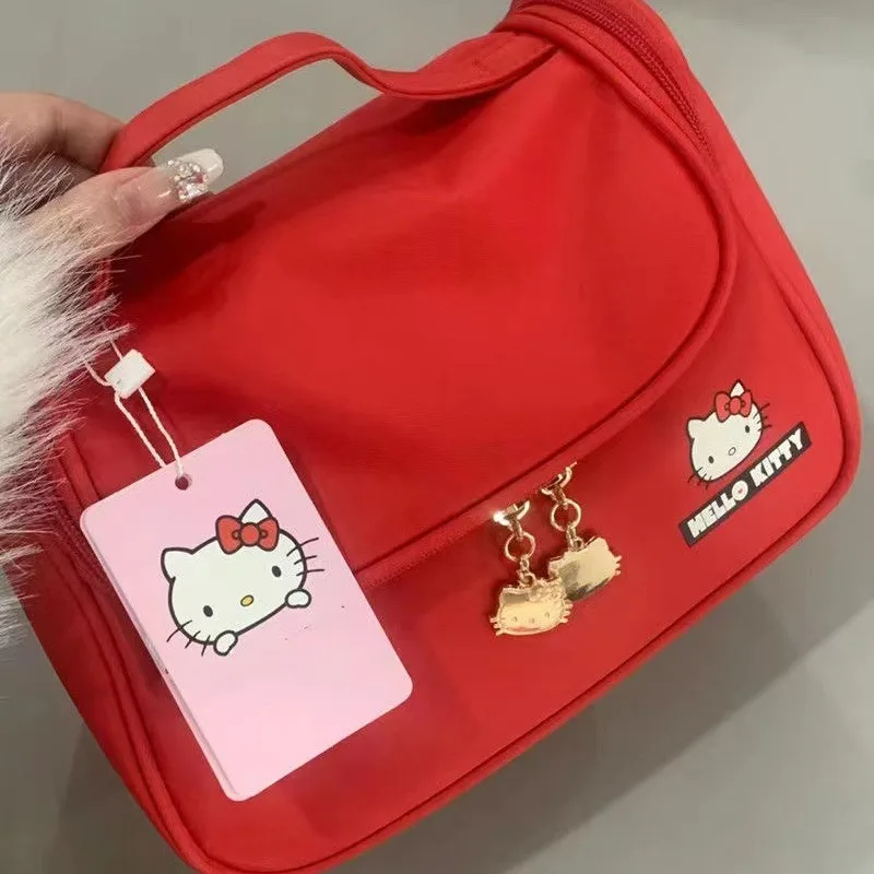 

Сумка для макияжа Sanrio Hellokitty, дорожная сумка для макияжа, портативные туалетные принадлежности большой емкости, портативная Милая водонепроницаемая сумка-тоут, подарок для девушки