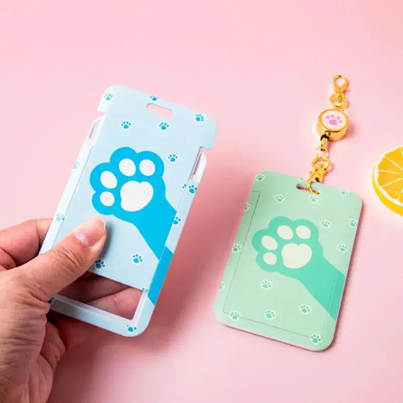 Cute Multifunctional Card Holder With Cartoon Cat Paw Pattern Card Student Card Protective Case Worker Brand Access Card Holder
