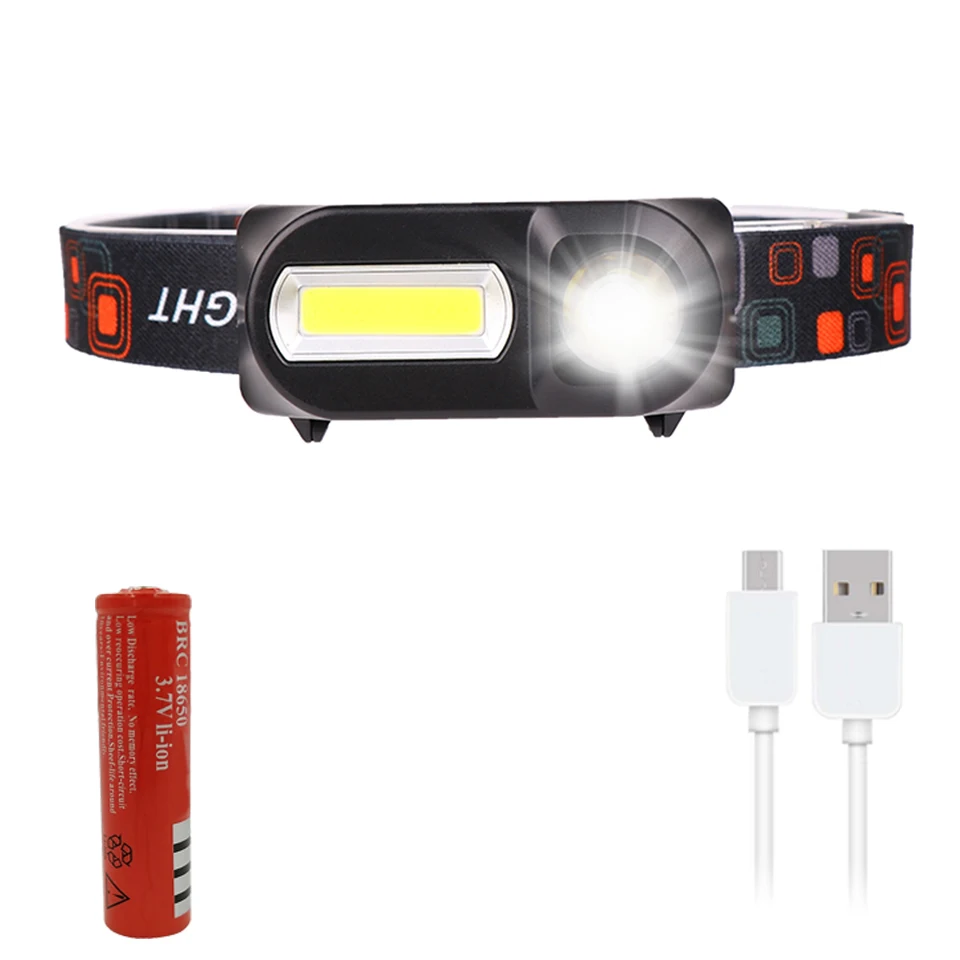 قابل للإزالة 18650 بطارية قابلة للشحن LED كشافات XP-G Q5 التخييم رئيس ضوء مصباح COB لمبات ليثيوم أيون 10 واط