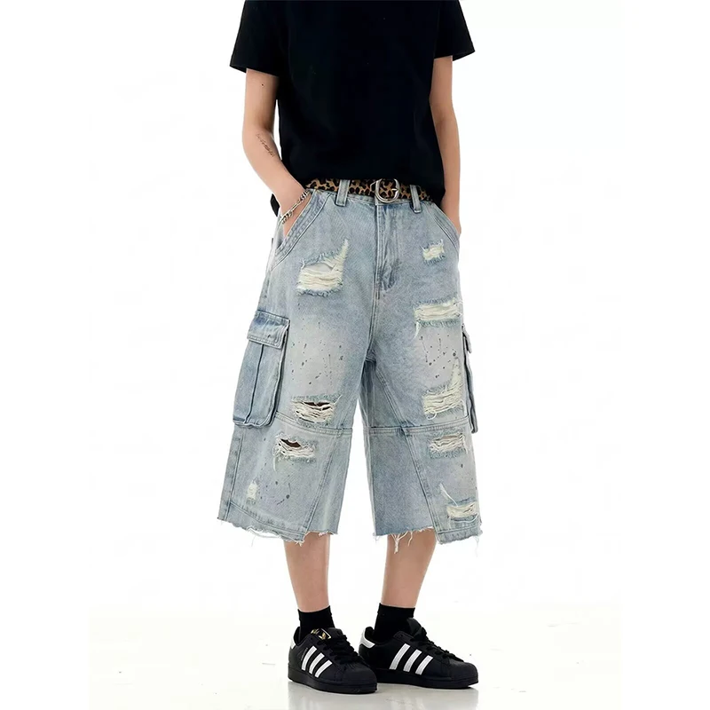 2026 American Vintage Old Baggy Slim Machete Denim Shorts Y2K Harajuku  Washed Hole Denim Cropped Jeans Summer
