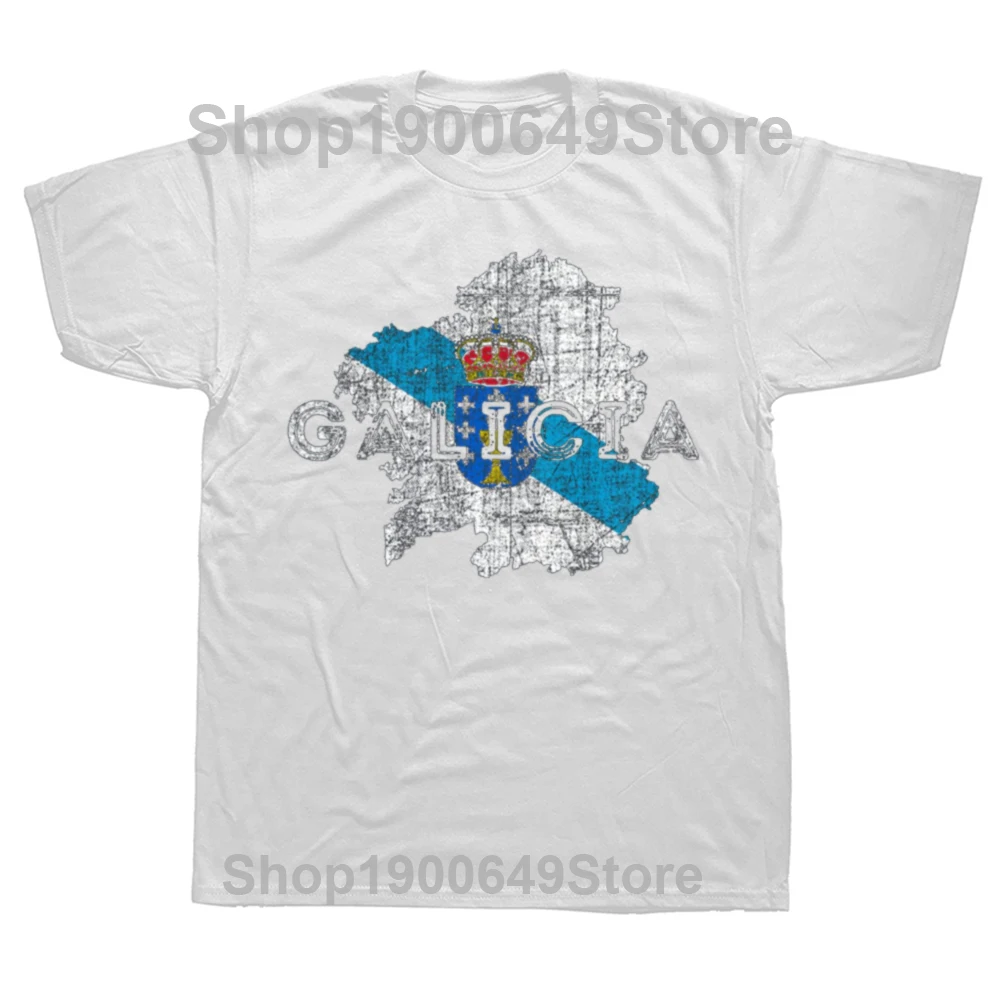 Mens Clothing Funny Galician Map and Flag Galicia T Shirts Graphic Streetwear Short Sleeve Birthday Gifts Summer Style T-shirt