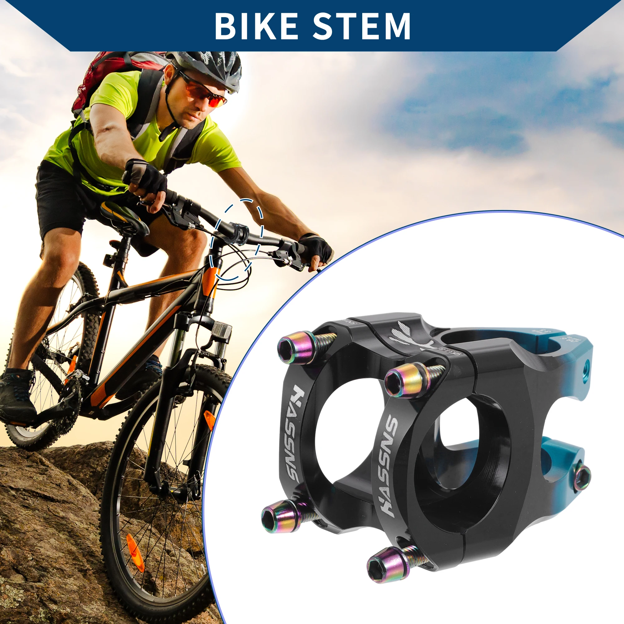 

X Autohaux Велосипедный вынос с коротким рулем, регулируемый вынос для велосипеда, длина выноса 35 мм, синий, черный