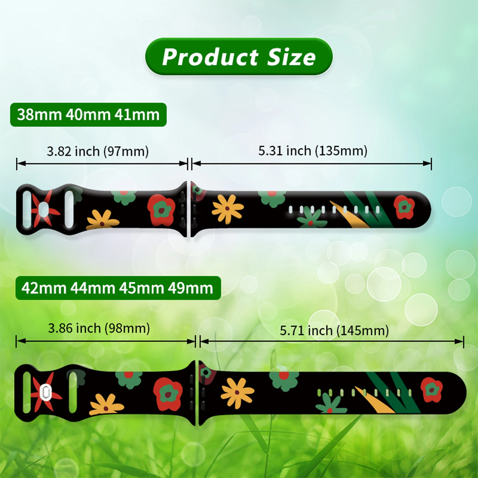 สายซิลิโคนสําหรับ iWatch 10 9 8 7 SE ดอกไม้พิมพ์เปลี่ยนสร้อยข้อมือสําหรับ Apple Watch 44 มม.42 มม.41 มม.40 มม.