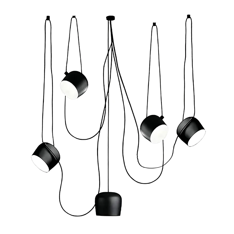 

Post Modern LED Chandeliers Black White Color Shade Suspendsion Light 5 Head Warm White for Dinning Room Bedroom Living Room