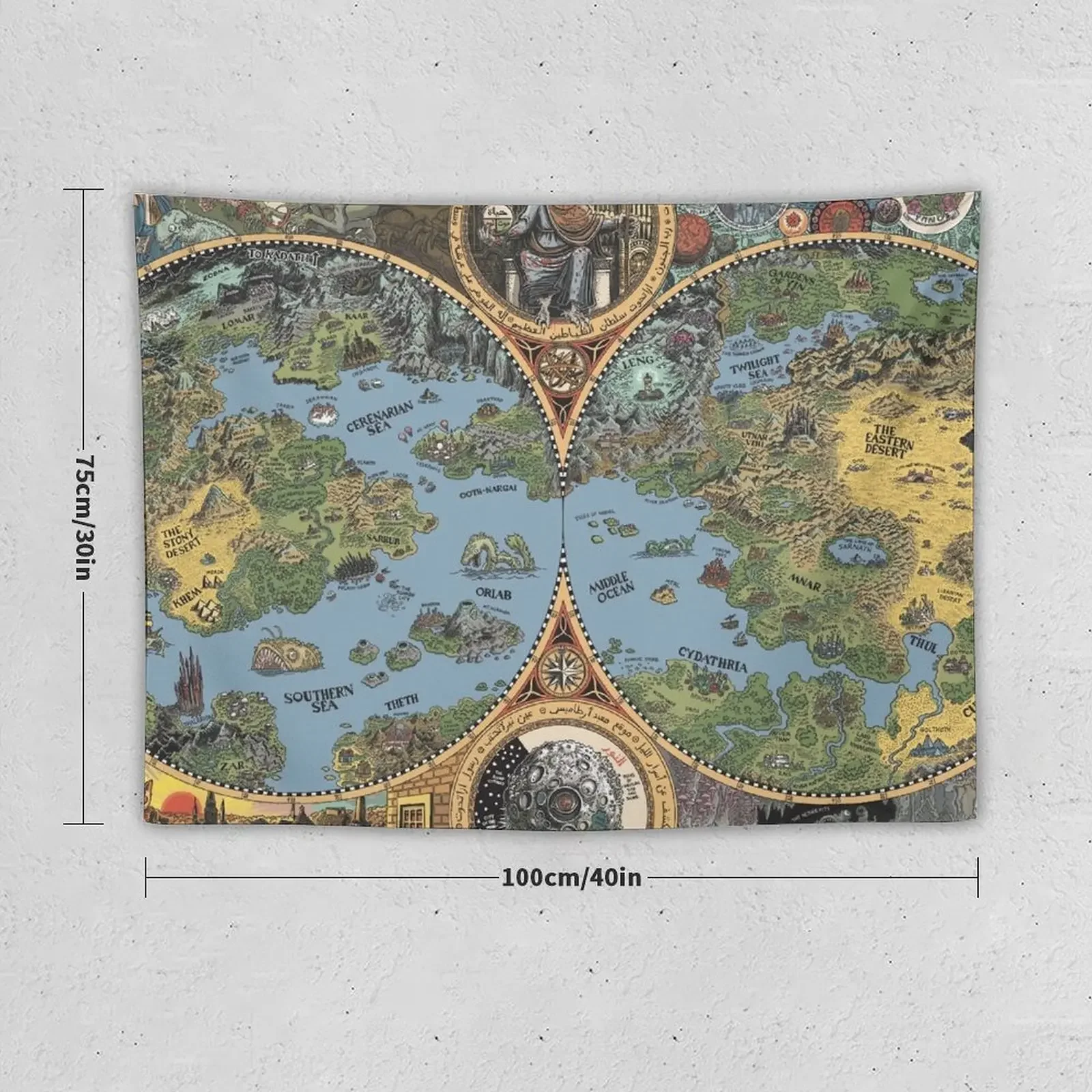 HP Lovecraft Dreamland Map Tapestry For Bedroom Home Decorators Tapestry