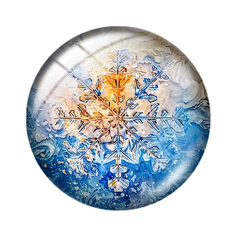 الألوان المائية الشتاء ندفة الثلج 10 قطعة 12 مللي متر/18 مللي متر/20 مللي متر/25 مللي متر صورة مستديرة الزجاج كابوشون التجريبي ظهر مسطح صنع النتائج #4