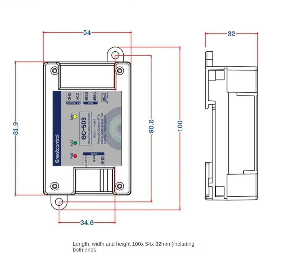 Repetidor de comunicación de 2 estaciones maestras, dispositivo de intercambio de datos, protocolo Modbus, maestro a esclavo, RS485