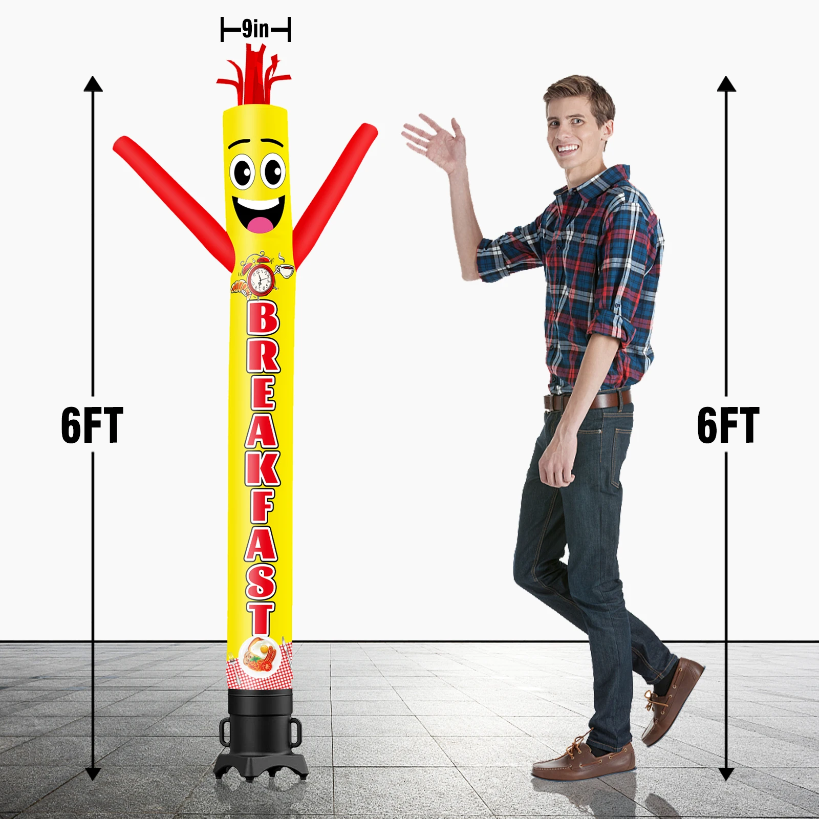 공기 주입식 아침 식사 댄싱 가이, 야외 장식 광고, 송풍기 미포함, 6 피트, 10 피트, 15 피트, 20 피트