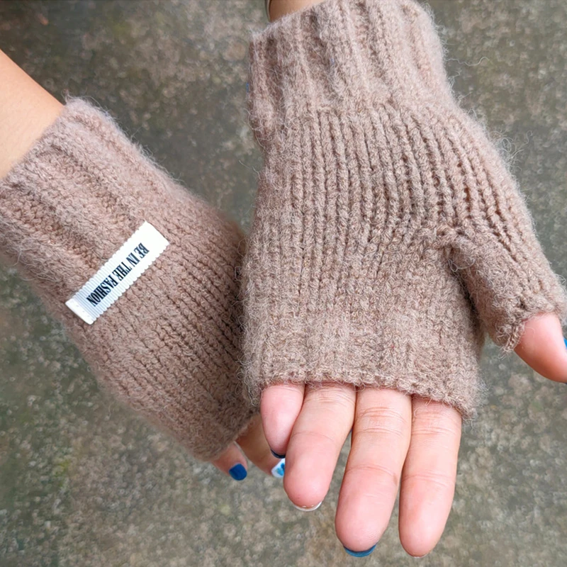 

Winter Warm Thickening Wool Gloves Knitted Fingerless Exposed Finger Thick Gloves Without Fingers Mittens Glove for Women