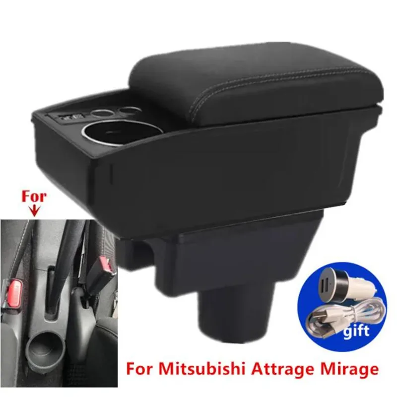 For Mitsubishi Attrage Mirage Armrest box For Mitsubishi Mirage Space Star Car Armrest Storage Box cup holder Car Accessories