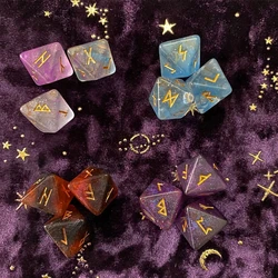 2026 Top 8-Sided Rune Dices Resin Assorted Polyhedral Dices Set Polyhedral Divination Table Board Roll Party Playing Game Dices