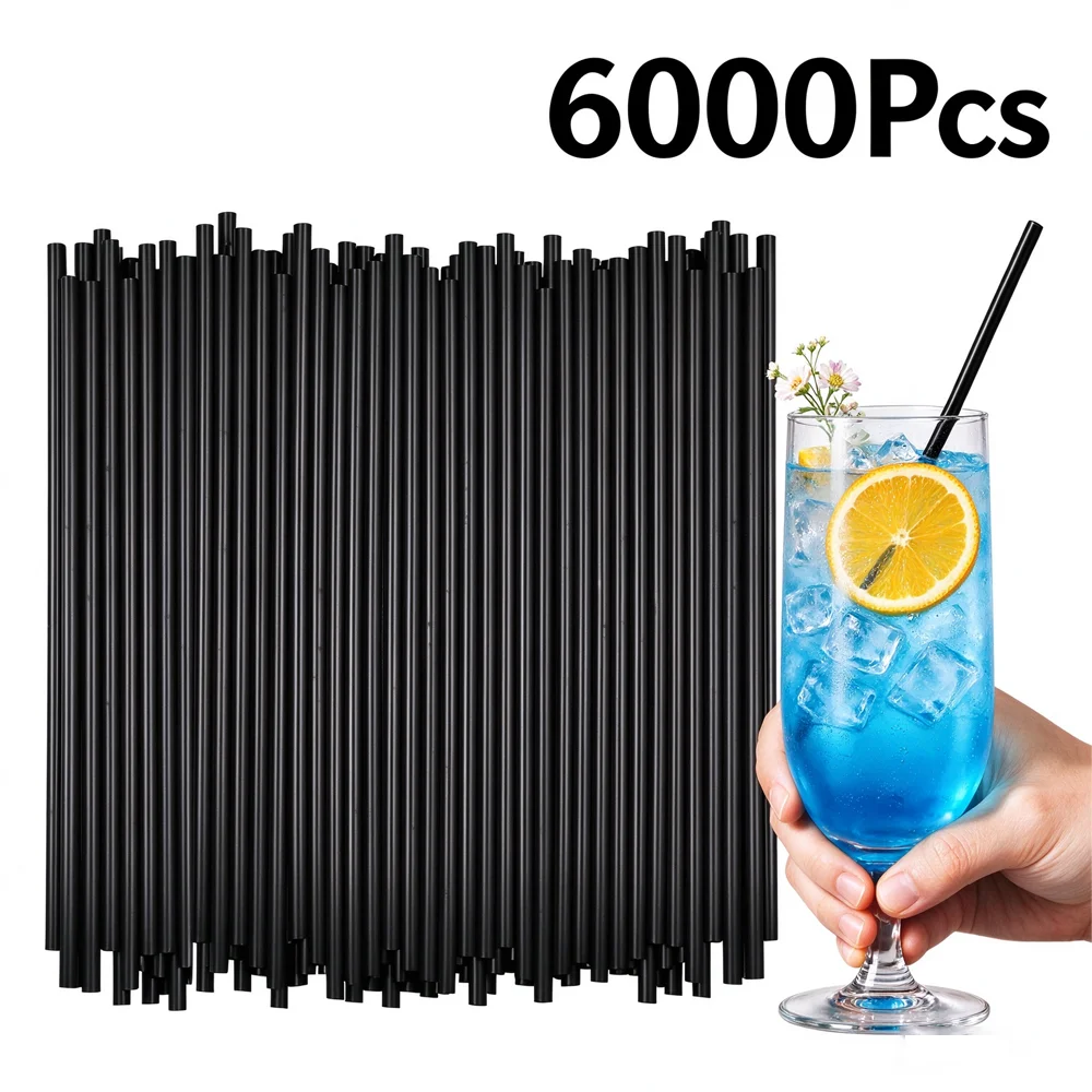Reusable Straw - 6000-100PCS Reusable Black Straws Biodegradable Cocktail