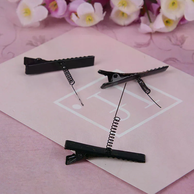 10pcs 4cm Black Metal Hair Clip with Tip Spring Crocodile Clip for Handmade Diy Basic Universal Hair Clips Creative Headwear