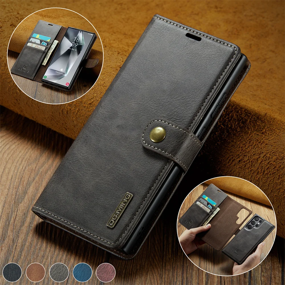 Luxury Magnetic Flip Wallet Case for Samsung Galaxy S24 Ultra S23 S20 S21 FE S22 Plus Note 20 Magnet Card Holder Leather Cover