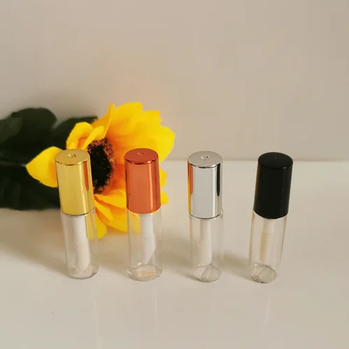 Imagen 2 del producto 100 unids/lote 1,2 ML tubos vacíos de brillo de labios plástico portátil elegante contenedor de lápiz labial líquido redondo Mini botella de muestra de brillo de labios DIY