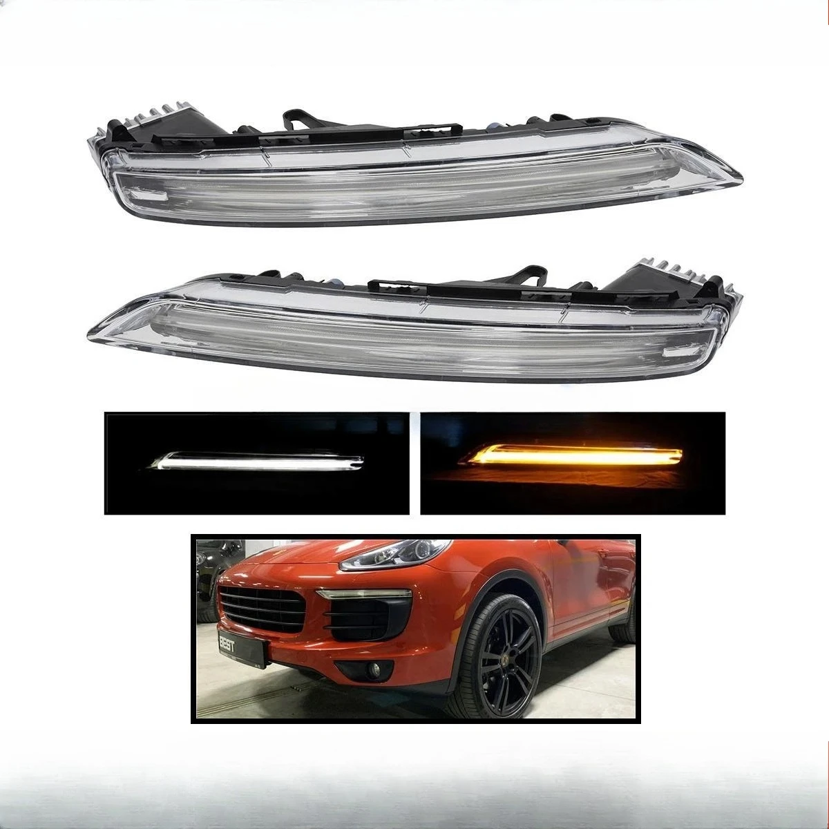 1Pcs LED Fog Light Day Lamp Left Right  95863118130 95863118230 For Porsche Cayenne 958 DRL Daytime Running Light MK2 2015 ~2017