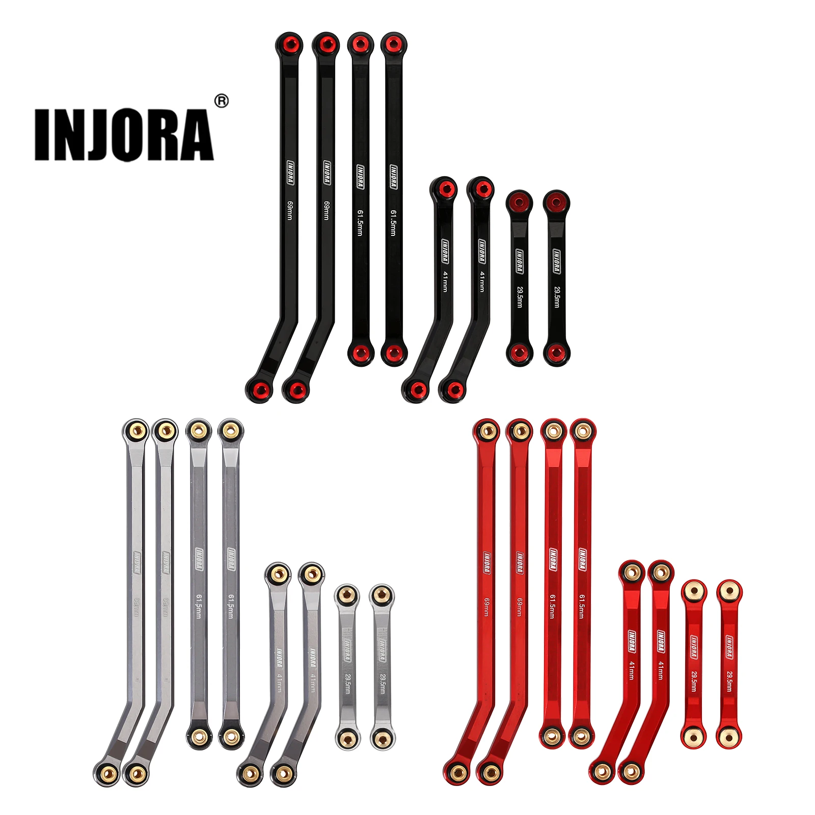 

INJORA 8PCS CNC Aluminum High Clearance 4 Links Set for 1/24 RC Crawler LWB 133.5mm Axial SCX24 AXI90081 Deadbolt AXI00004 B17