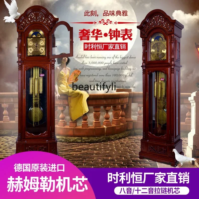 ss newGermany Hermle Mechanical Floor Clock Classical Solid Wood High-End Music Time-Telling Hammer Movement Desk Clock