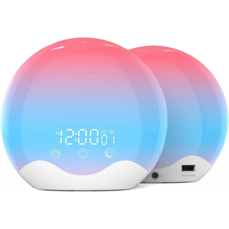 Sunrise Alarm Clock Wake Up Light With Touch Control,Dual-Sided Light Alarm Clock For Bedroom,Dual Alarm & Snooze