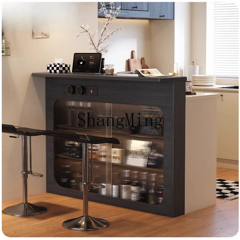 

SM new bar table solid wood high-end small apartment household living room partition side cabinet integrated