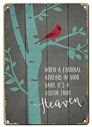 8x12 IN Quotes Tin SignsWhen a Cardinal Appears Vintage Metal Tin Sign Positive Bird cave Garage & Home Cafe Bar Club Wall D