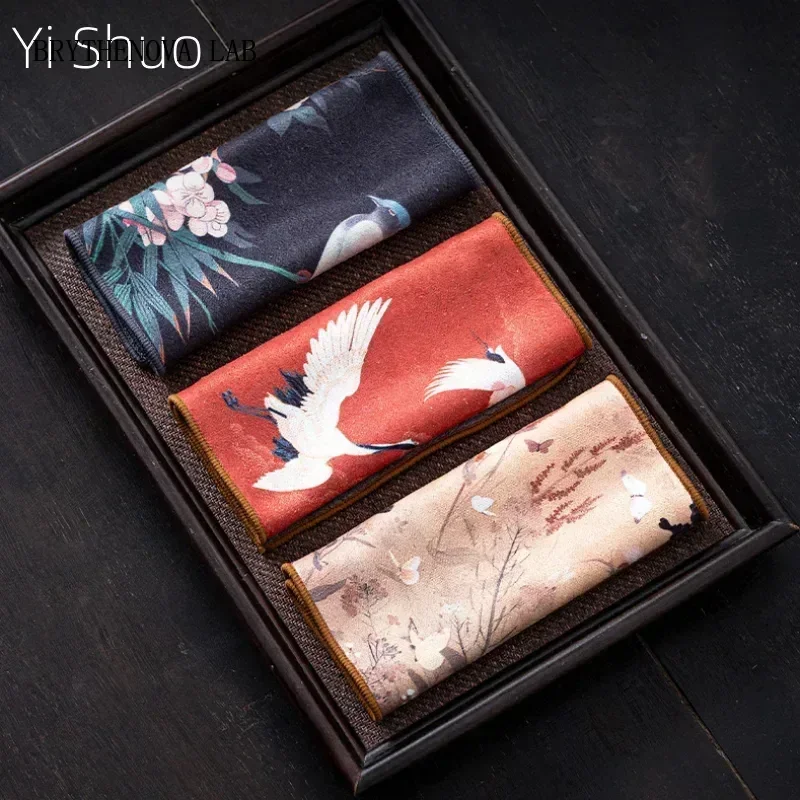 Suede Tea Towel Tea Cloth Rag Light Luxury Absorbent Chinese Pot Towel Pad Kung Fu Napkins