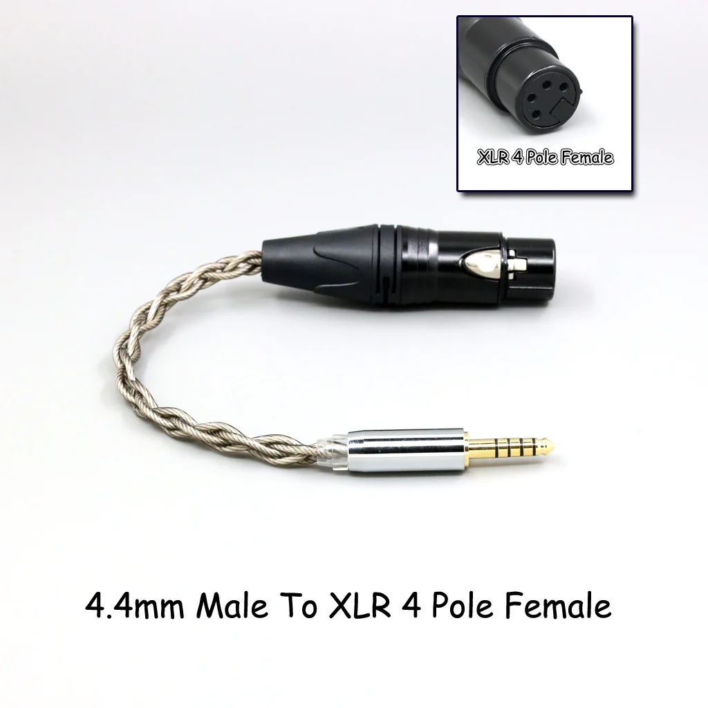 99 % reines Silber + Graphen versilbertes Schild-Kopfhörerkabel für 4,4 mm, 3,5 mm, 2,5 mm XLR 6,35 mm Stecker auf Buchse, Adapter-Konverter – Detail 4