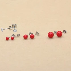Red Nature Pearls Stud Earrings The Metal is 316L Stainless Steel No Fade Allergy Free
