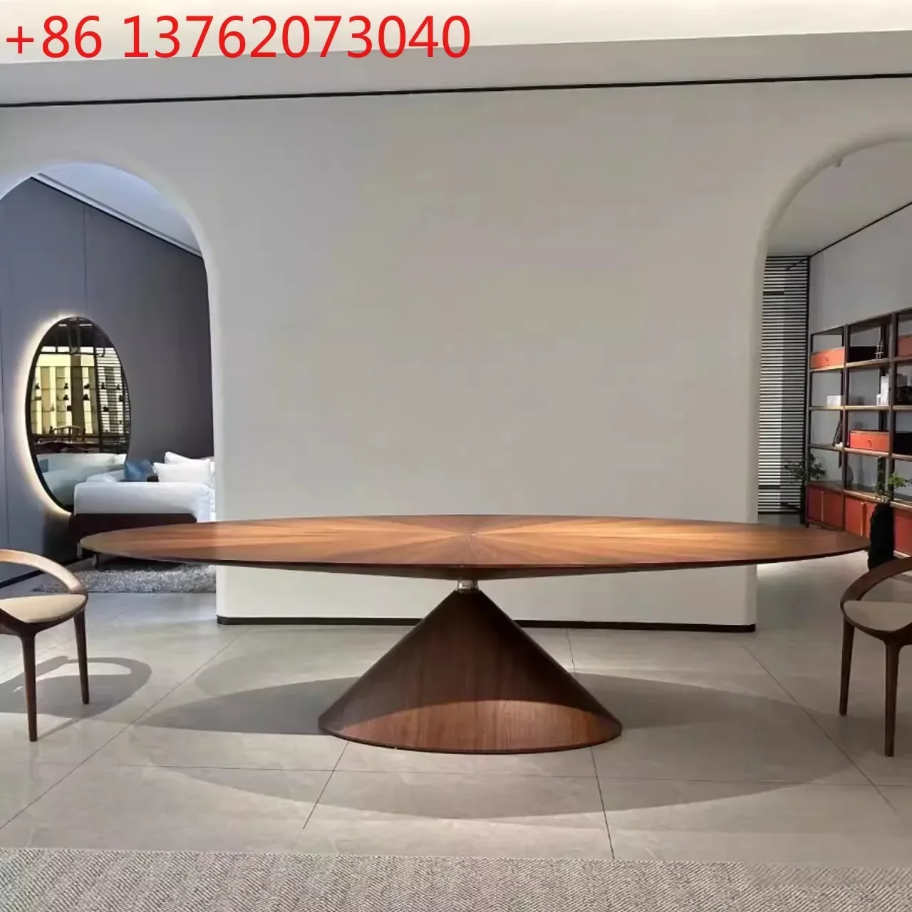 

North American black walnut flying saucer dining table oval conference table solid wood minimalist desk