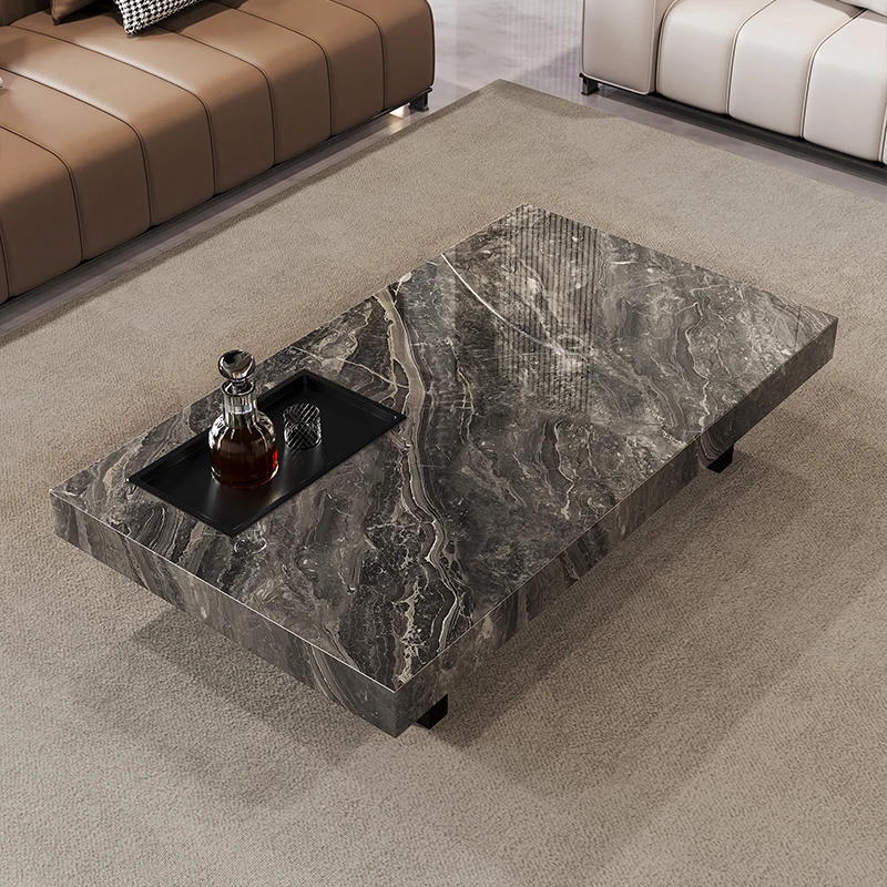 Italian minimalist rock slab coffee table light luxury high-end living room