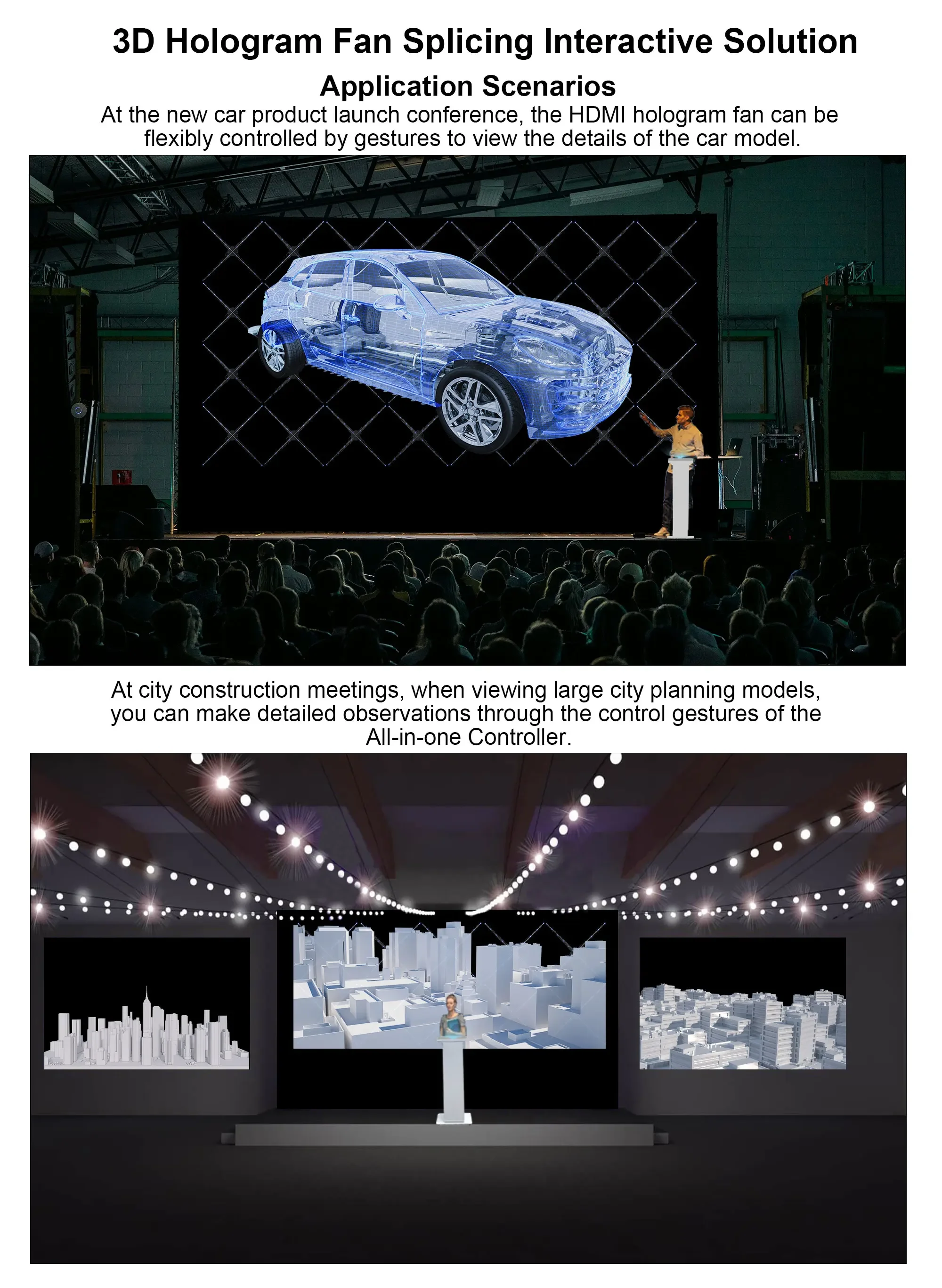 Hdfocus novo controlador tudo-em-um 3d holograma ventilador emenda controle de gestos solução interativa holográfica