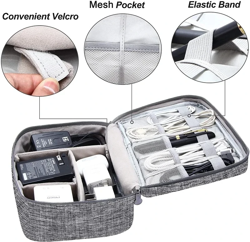 Cable Storage Bag Waterproof Digital Electronic Organizer Portable USB Data Line Charger Plug Storage Bag Travel Cable Organizer