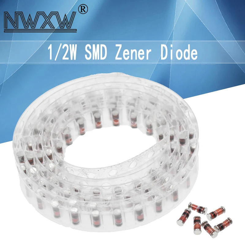 50pcs 1/2W SMD Zener Diode ZMM 2V/2.2/2.7/3/3.3/3.6/3.9/4.3/4.7/5.1/5.6/6.2/6.8/7.5/8.2/9.1/10/11/12/15/18/20/22/27/30/33/36/39V