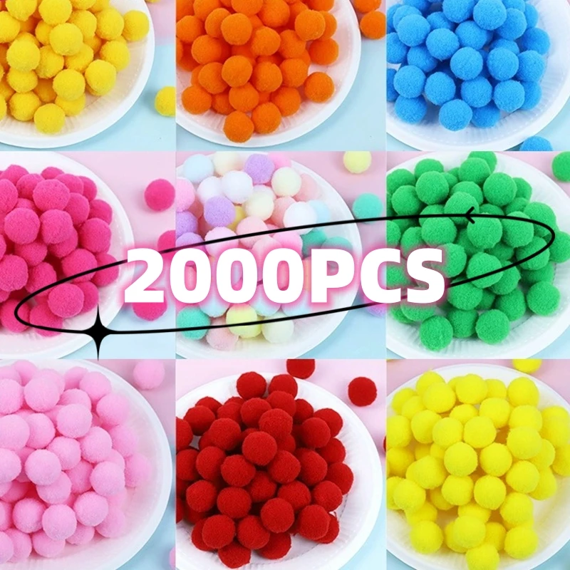 500/2000Pcs Mixed Color Fluffy Soft Pompom Balls Colored Pompoms for Crafts Manual Make, keychains, DIY, Decoration, Christmas