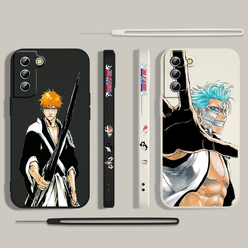 Bleach Kurosaki Ichigo Phone Case For Samsung Galaxy S24 S23 S22 S21 S20 Pro FE Plus Ultra Liquid Left Rope Cover