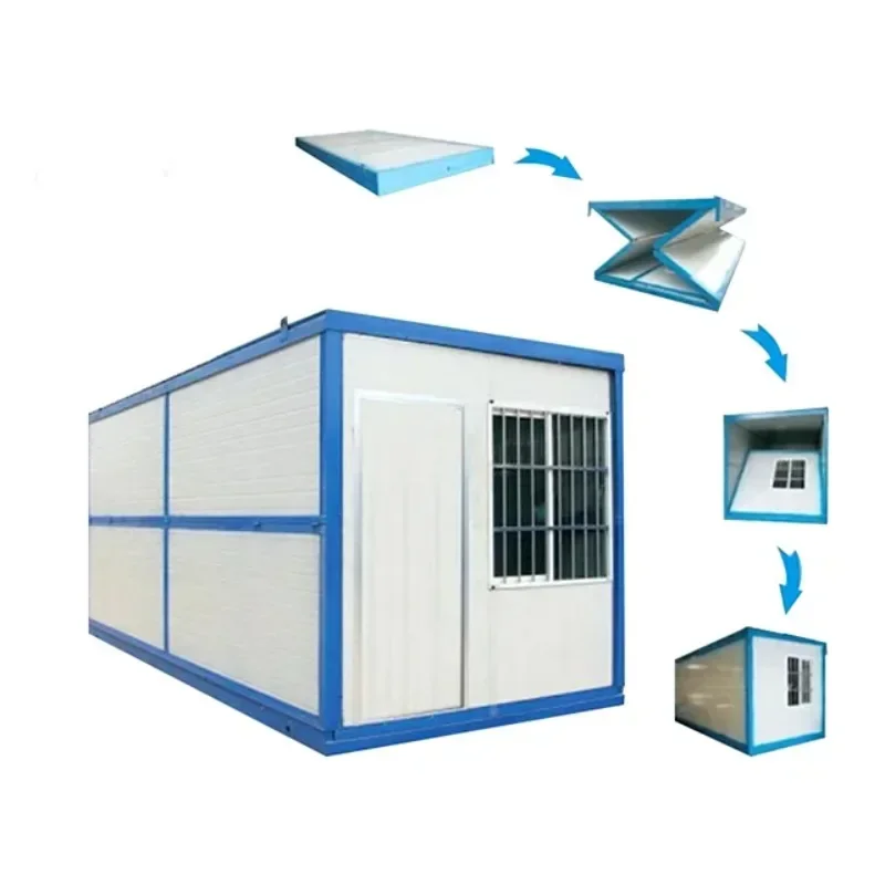 Recipiente plegable Residencia Residencia plegable portátil prefabricada modular de bajo costo Residencia de contenedor plegable de oficina de 20 pies
