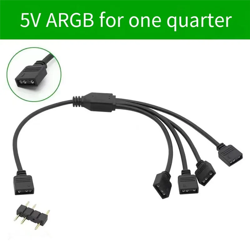 Superb 2Pcs ARGB Splitter Cable, 1-To-4 Female To Female 5V 3 Pin Addressable RGB Splitter Extension Cable ARGB LED Sync Cable