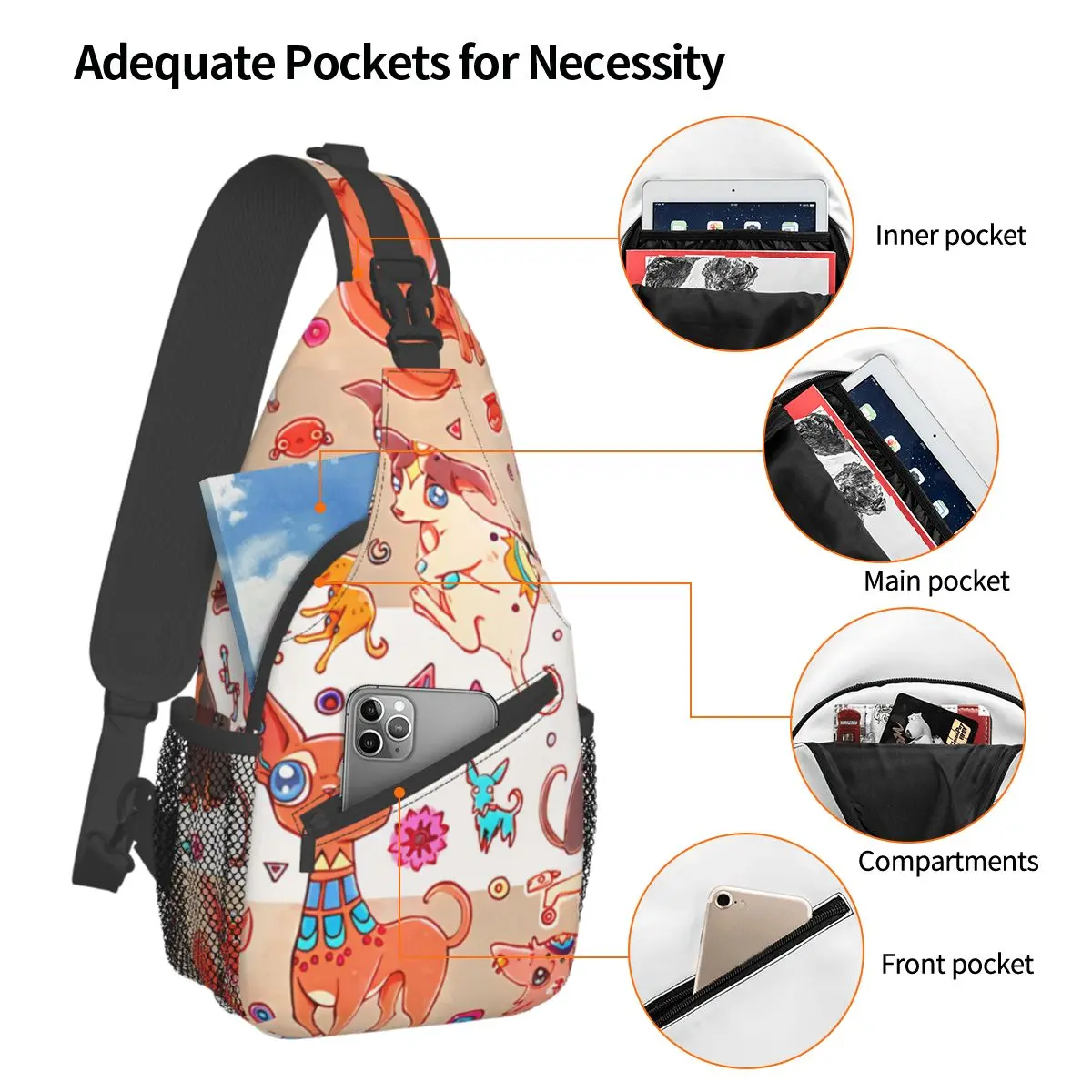 Oude Chihuahuas Crossbody Borst Tassen Zakken Travel Pack Messenger Sport Tieners Schoudertas Unisex