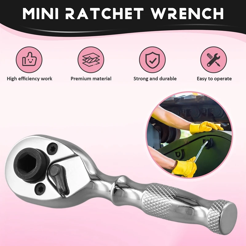 2 In 1 Mini Dual End Handle Ratchet Handle Drive Finger Ratchet Wrench Two Screwdriver Bits Repair Hand Tools